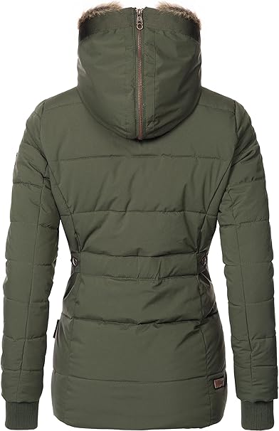 Dames Stijlvolle Gewatteerde Winterjas met Afneembare Bontkraag