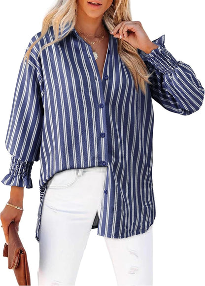 Aleksandra - Gestreepte blouse met knoopsluiting voor dames