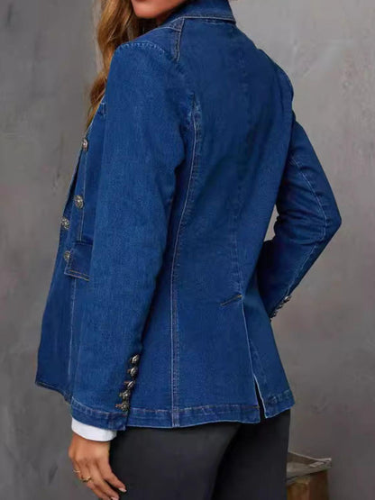 Luxella - Klassieke Dames Denim Blazer met Knoopsluiting