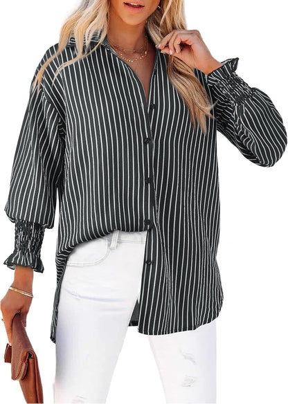 Aleksandra - Gestreepte blouse met knoopsluiting voor dames