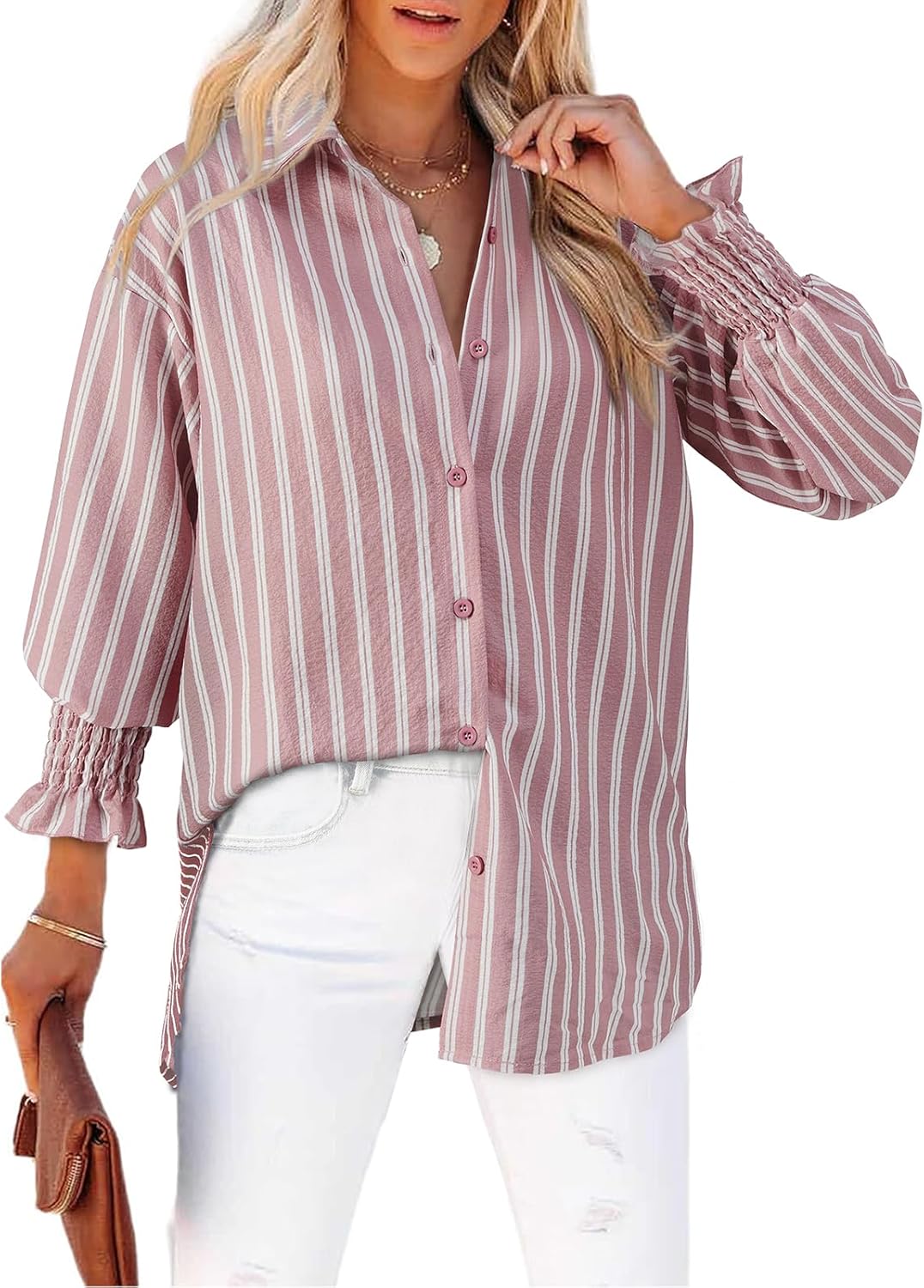 Aleksandra - Gestreepte blouse met knoopsluiting voor dames