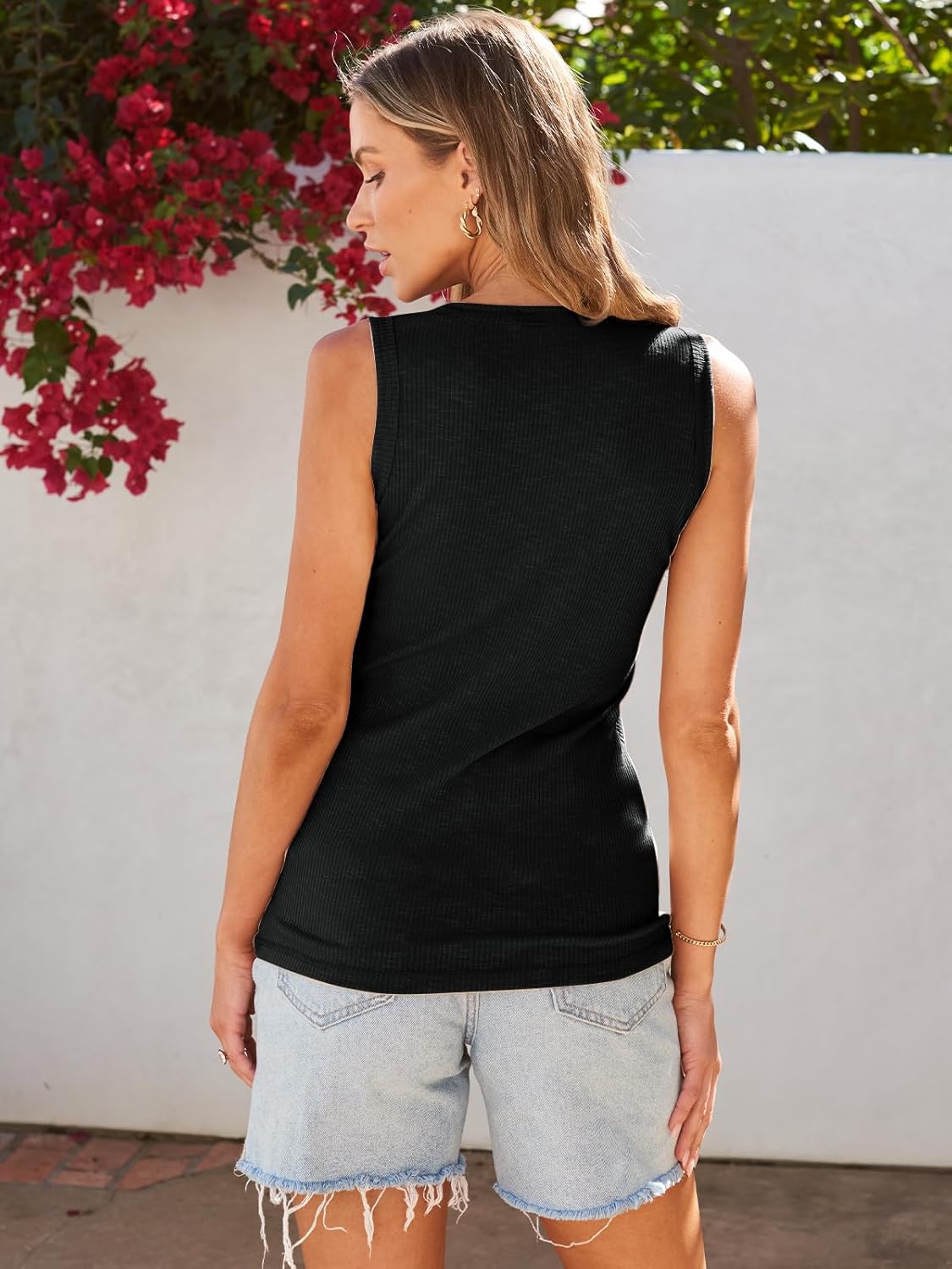 Marzena - Mouwloze, geknoopte, geribde tanktop voor dames