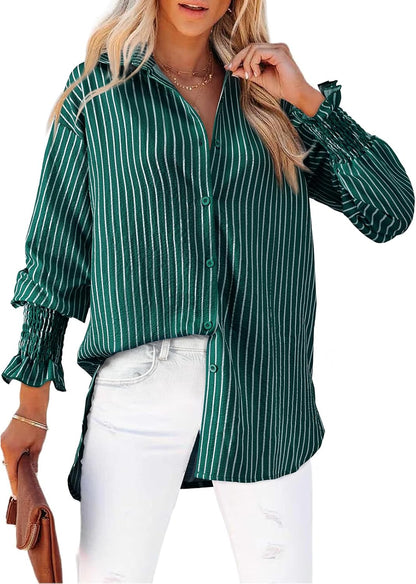 Aleksandra - Gestreepte blouse met knoopsluiting voor dames