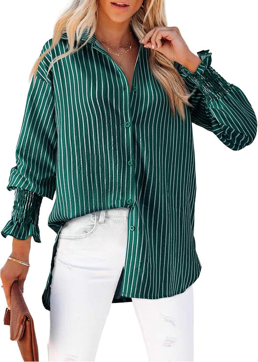 Aleksandra - Gestreepte blouse met knoopsluiting voor dames