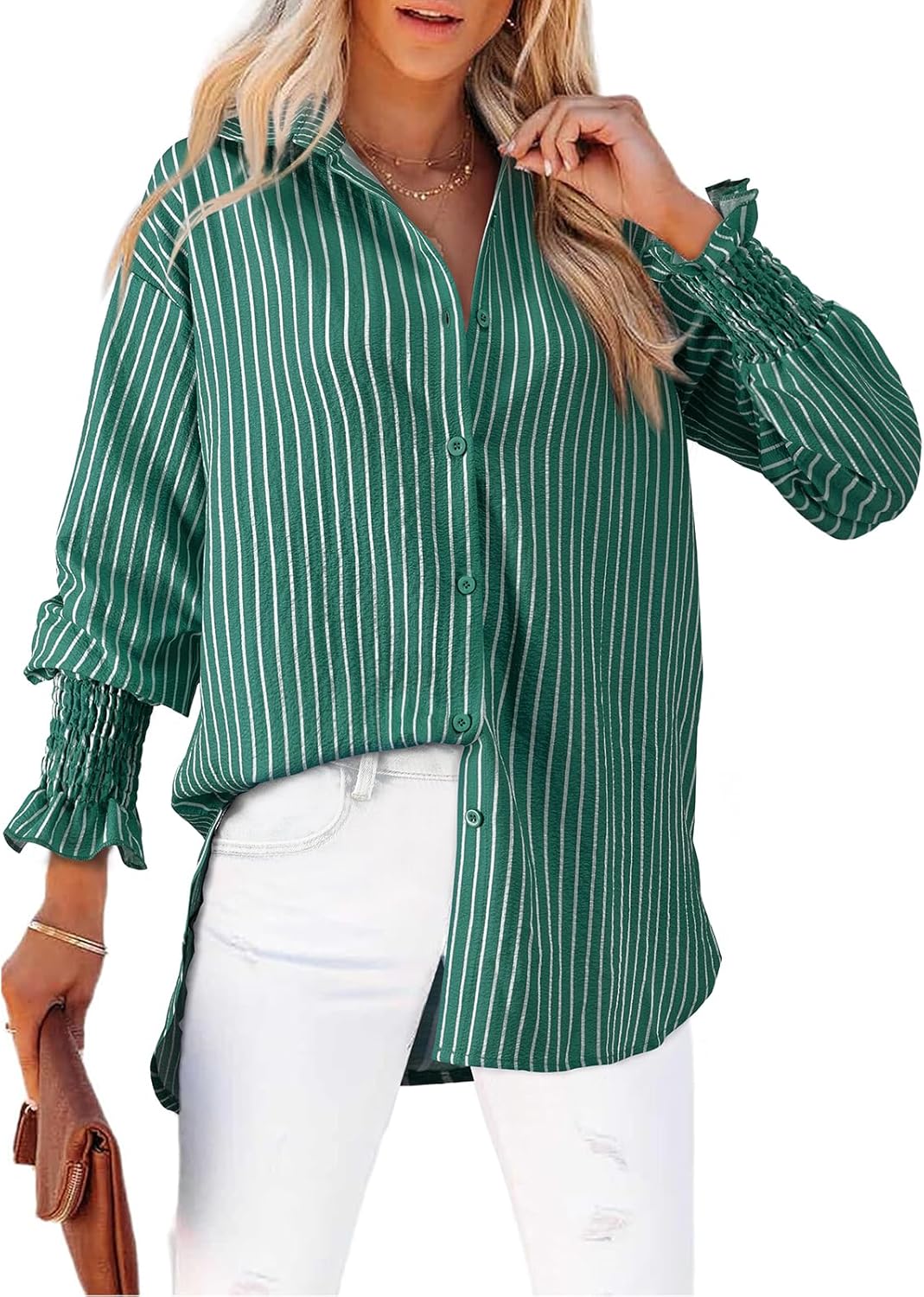 Aleksandra - Gestreepte blouse met knoopsluiting voor dames