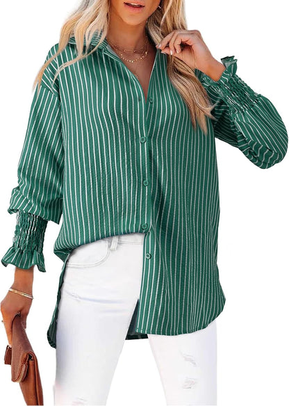 Aleksandra - Gestreepte blouse met knoopsluiting voor dames