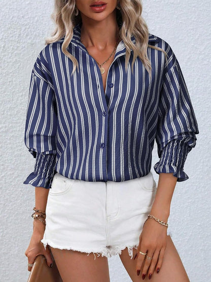 Aleksandra - Gestreepte blouse met knoopsluiting voor dames