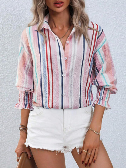 Aleksandra - Gestreepte blouse met knoopsluiting voor dames