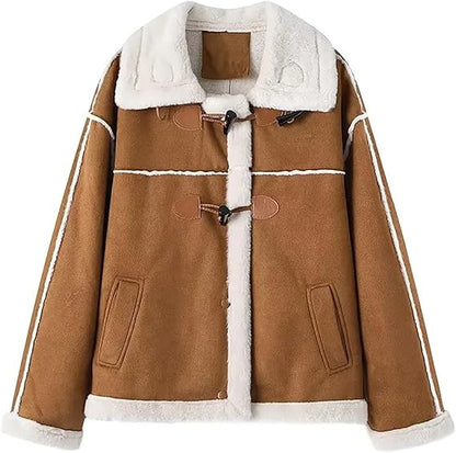 Dames Leren Look Teddy Tussenjas