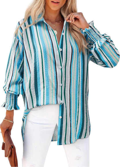 Aleksandra - Gestreepte blouse met knoopsluiting voor dames