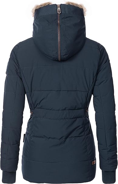 Dames Stijlvolle Gewatteerde Winterjas met Afneembare Bontkraag