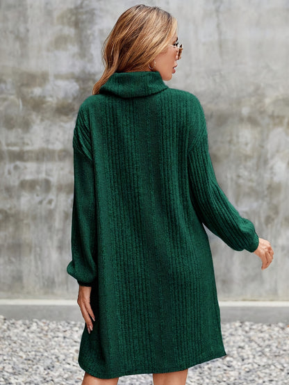 Elegante Warme Dames Mini Sweaterjurk Met Riempje