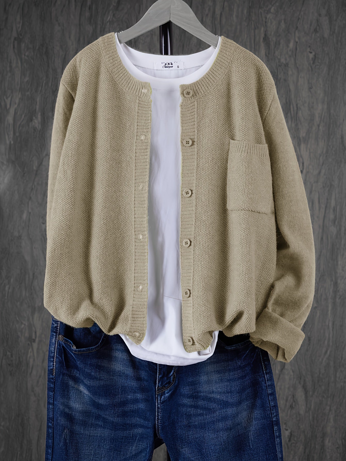 Trendy Zacht Gebreid Dames Vest Met Knopen En Borstzak