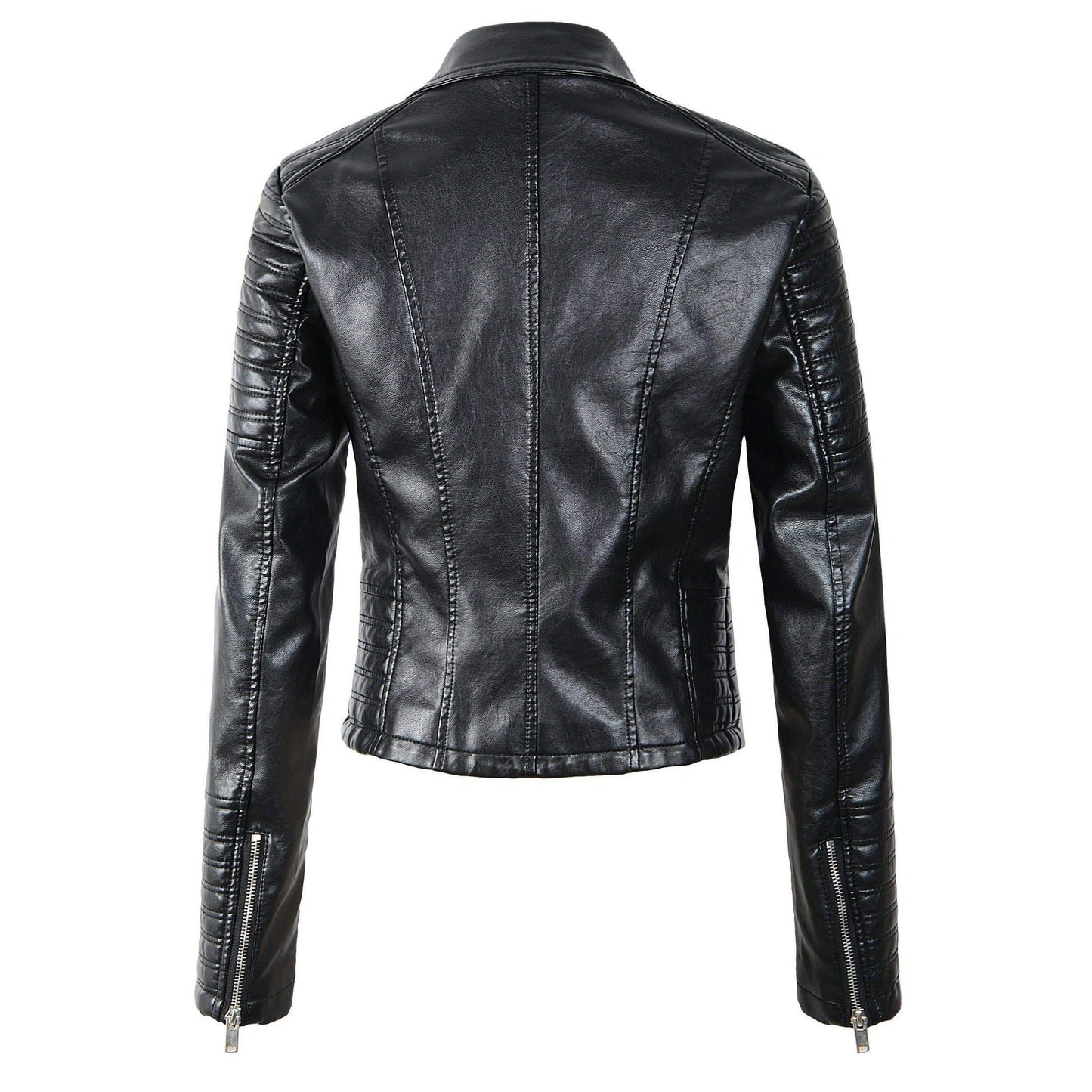 Zwart Leren Dames Jack Met Asymmetrische Rits