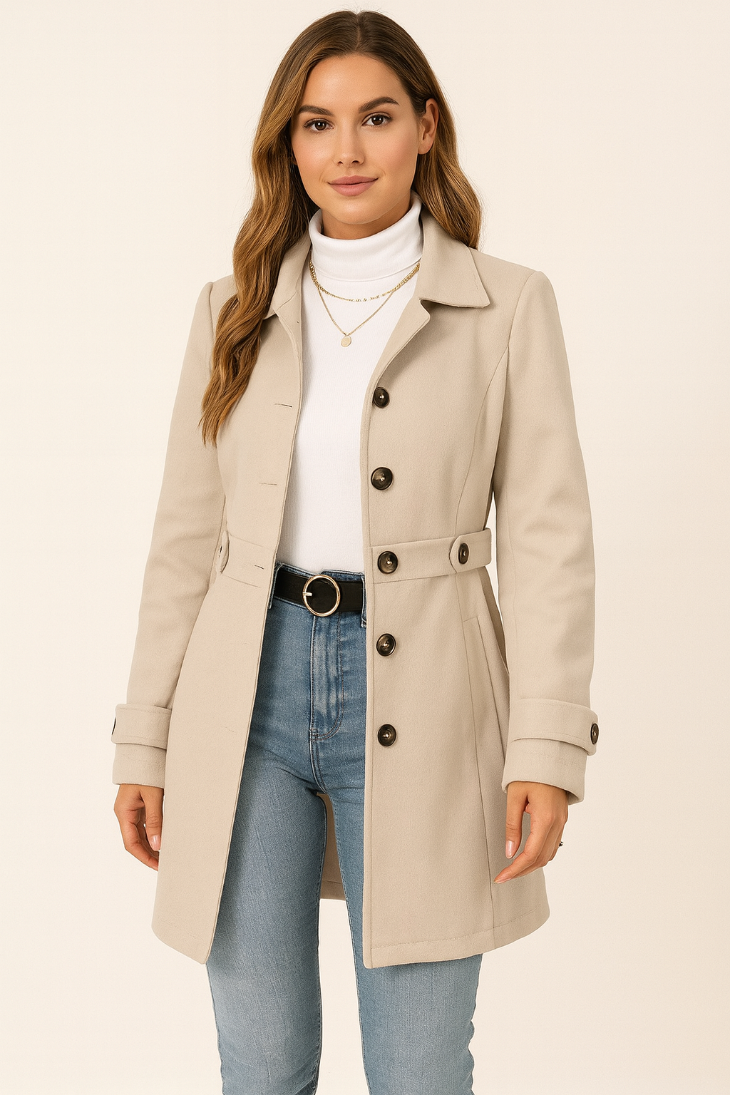 Dames Trench Coat Met Verstelbare Ceintuur Voor Lenten