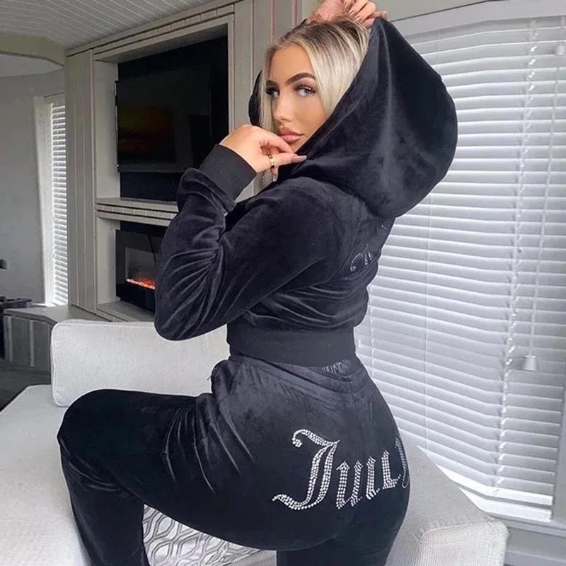 Luxe Zachte Velours Trainingspak Set voor Vrouwen