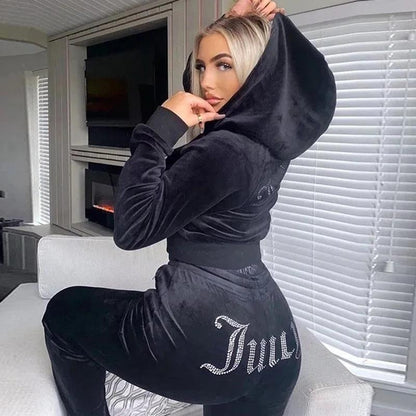 Luxe Zachte Velours Trainingspak Set voor Vrouwen