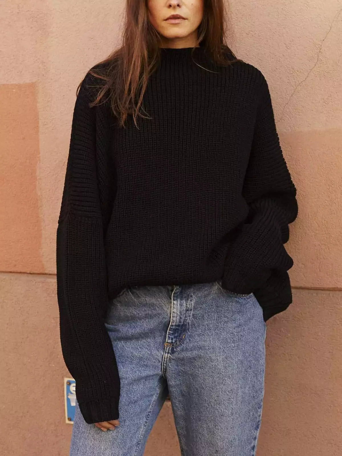Casual Oversized Gebreide Dames Set met Mini Rok en Sweater