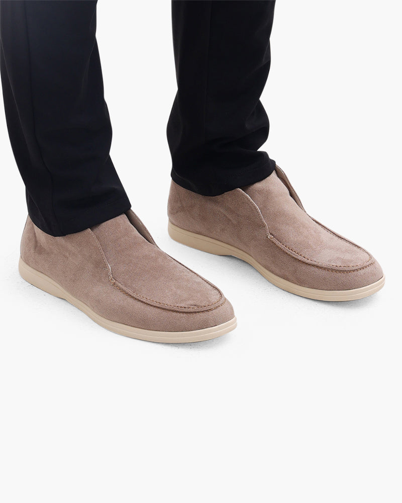 Elegante 3 Delige Gebreide Rits Cardigan Broek en Suède Boots voor Heren