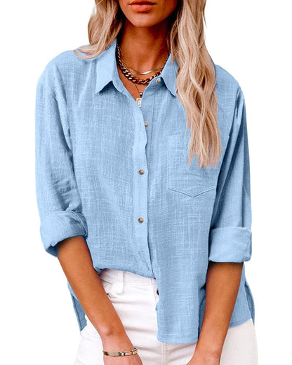 Luchtige Zomer Dames Blouse Met Knoopsluiting