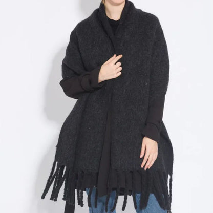 Dames Warme Elegante Wintersjaal Met Stijlvolle Franjes