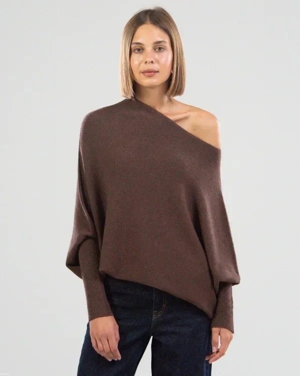 Fanni - Off-Shoulder Kasjmier Trui voor dames