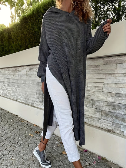 Oversized Dames Maxi sweaterjurk Met Zijsplit En Lange Mouwen