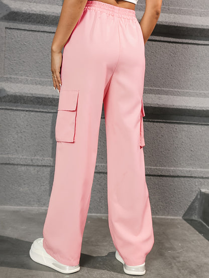 Comfortabele Cargo Broek Voor Vrouwen Met Elastische Taille En Ruime Zakken
