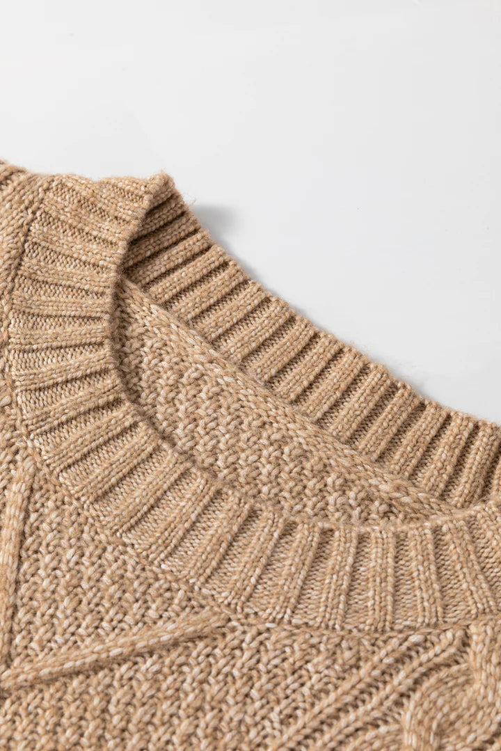 Warme Dames Kabelgebreide Mini Sweaterjurk