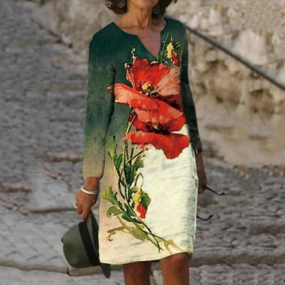 Zomerse V-Hals Jurk Met Bloemenprint En Korte Mouwen