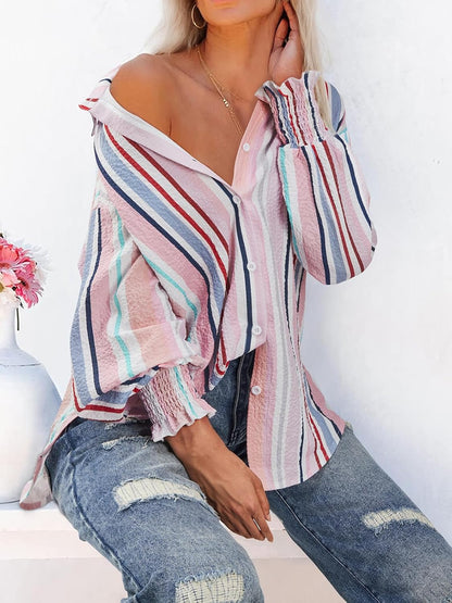 Aleksandra - Gestreepte blouse met knoopsluiting voor dames