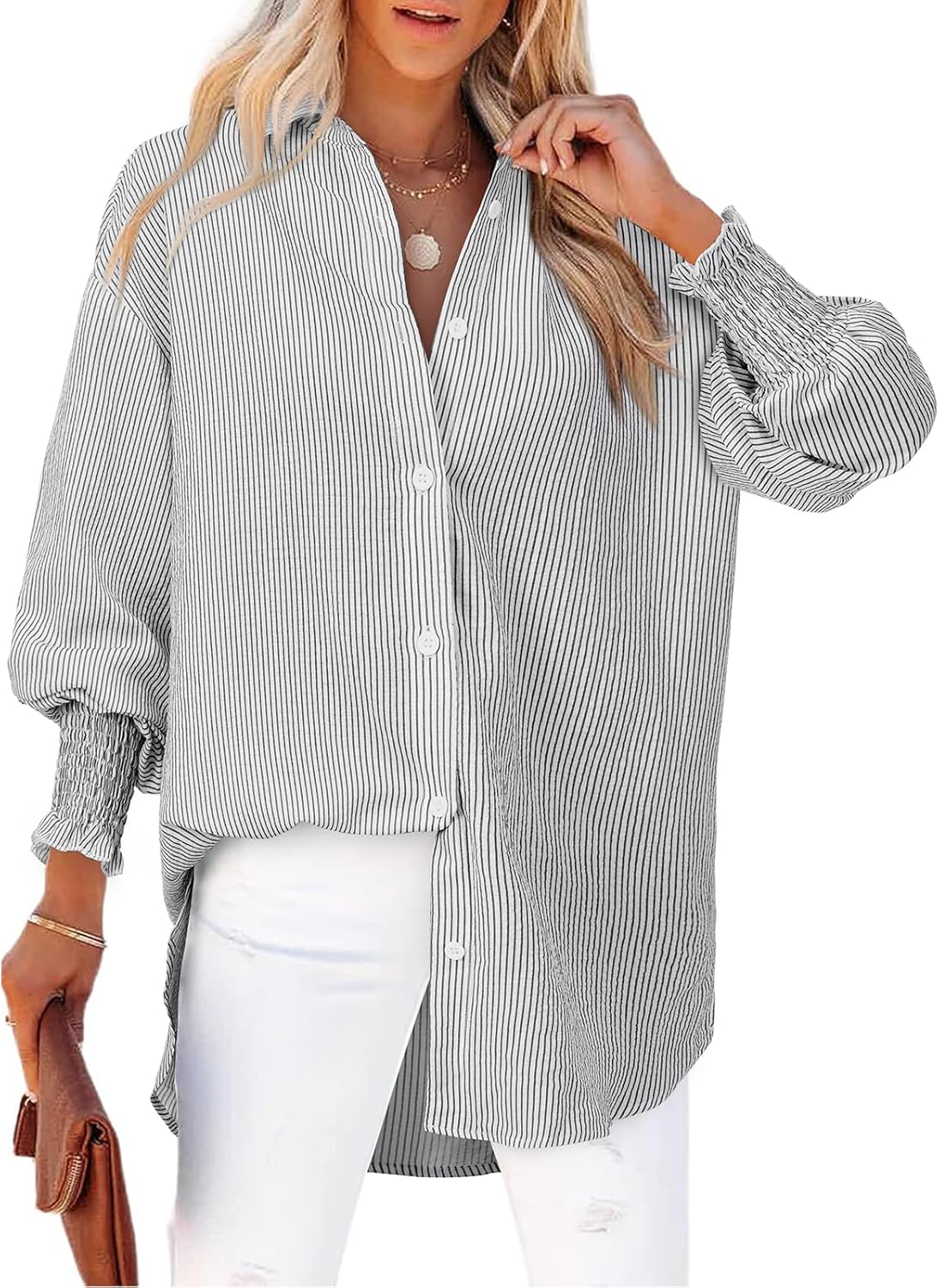 Aleksandra - Gestreepte blouse met knoopsluiting voor dames