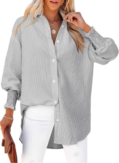 Aleksandra - Gestreepte blouse met knoopsluiting voor dames