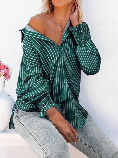 Aleksandra - Gestreepte blouse met knoopsluiting voor dames