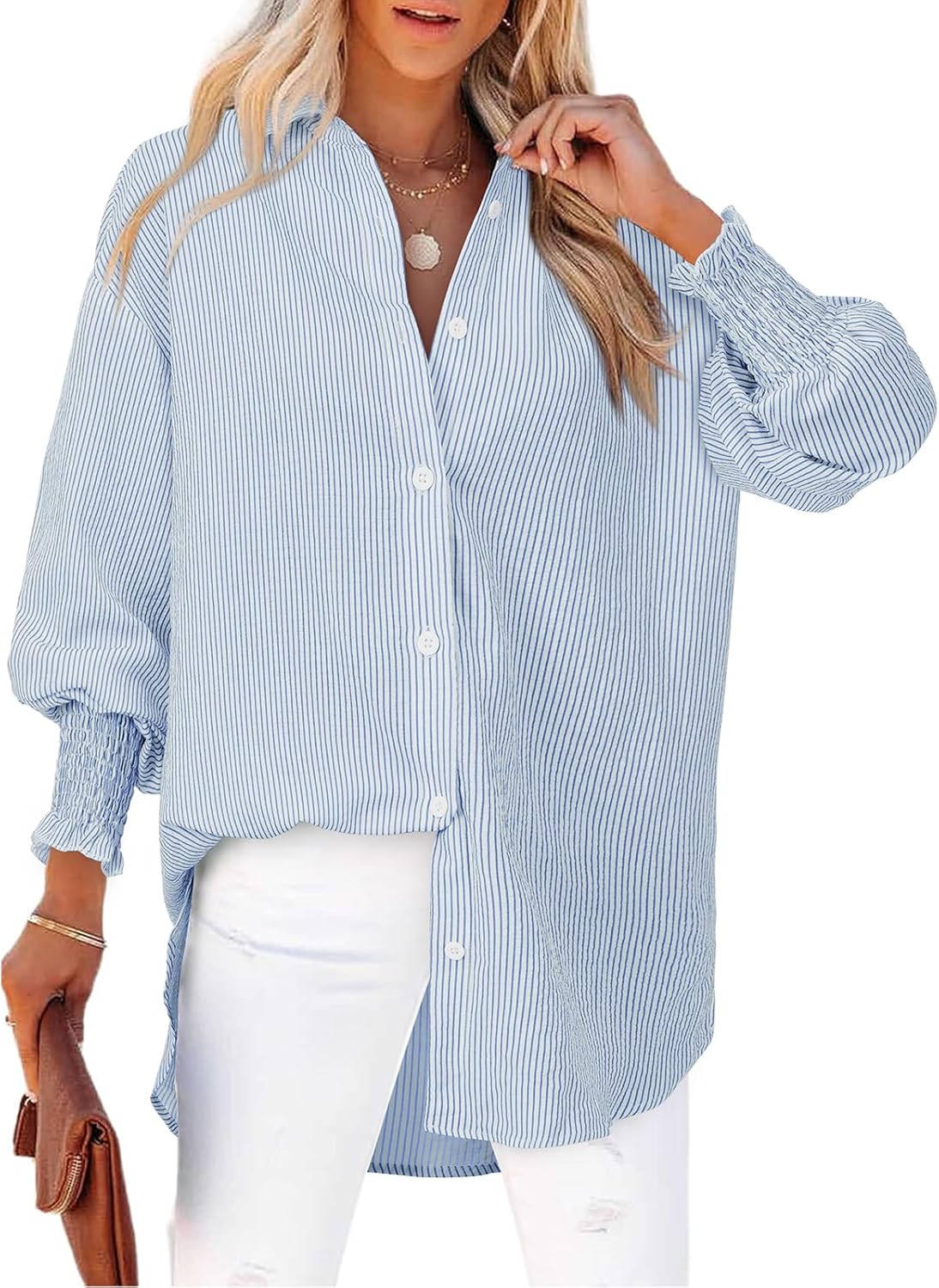 Aleksandra - Gestreepte blouse met knoopsluiting voor dames