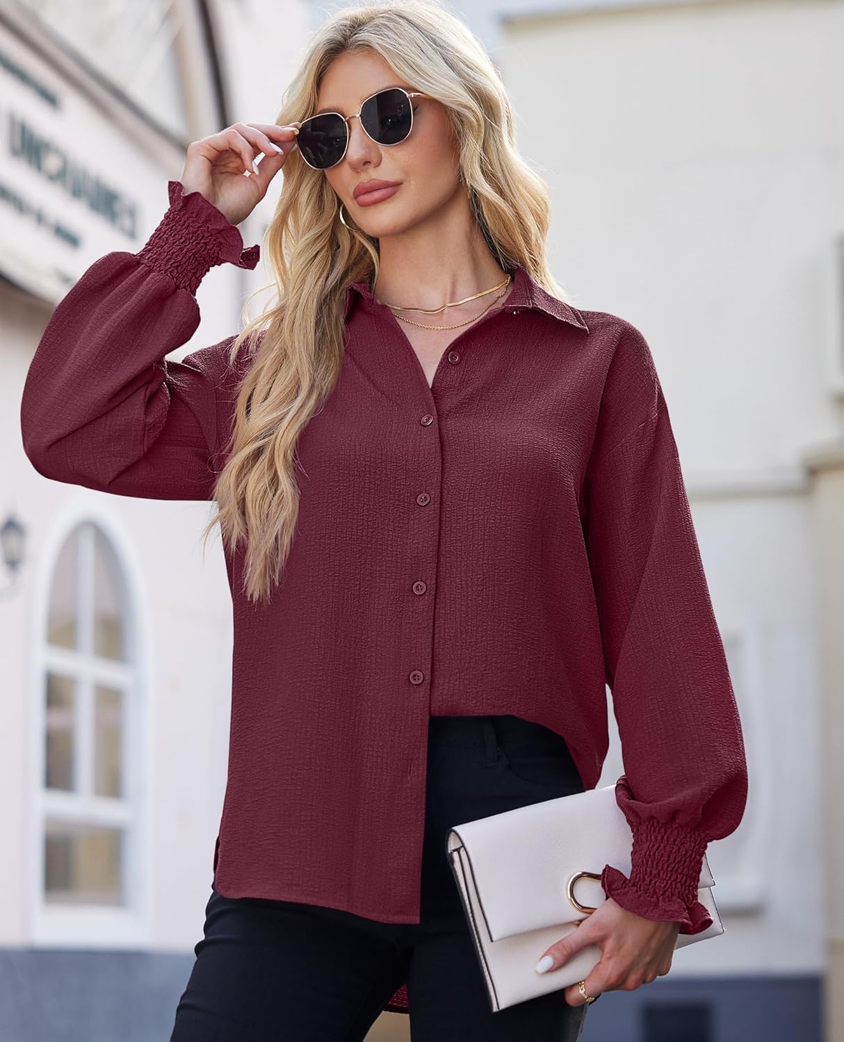 Aleksandra - Gestreepte blouse met knoopsluiting voor dames