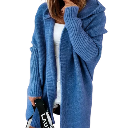 Gebreid Midi Vest voor Dames met Capuchon