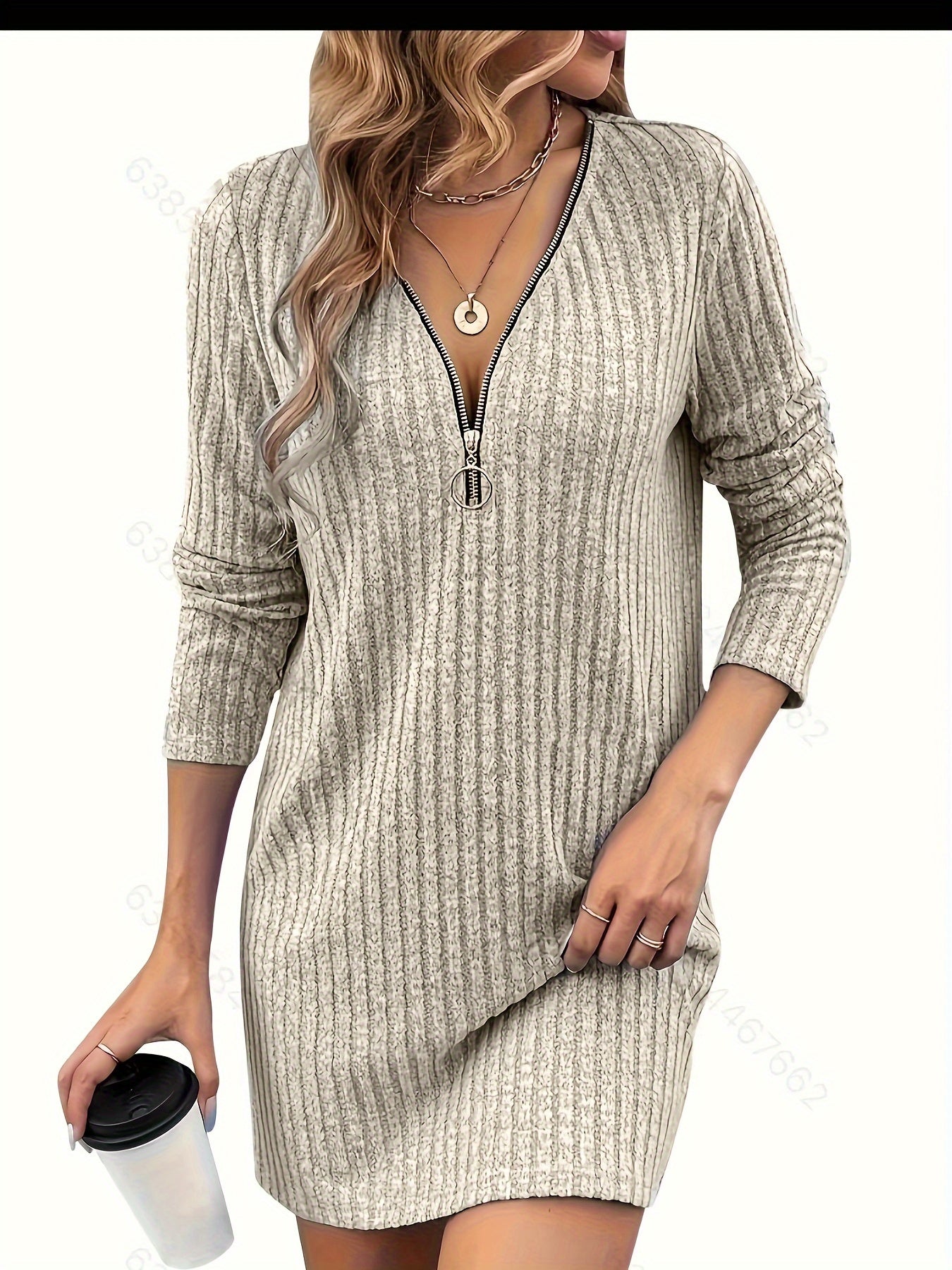 Elegante Dames Mini Sweaterjurk met Kwartrits