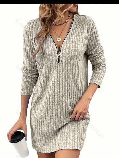 Elegante Dames Mini Sweaterjurk met Kwartrits
