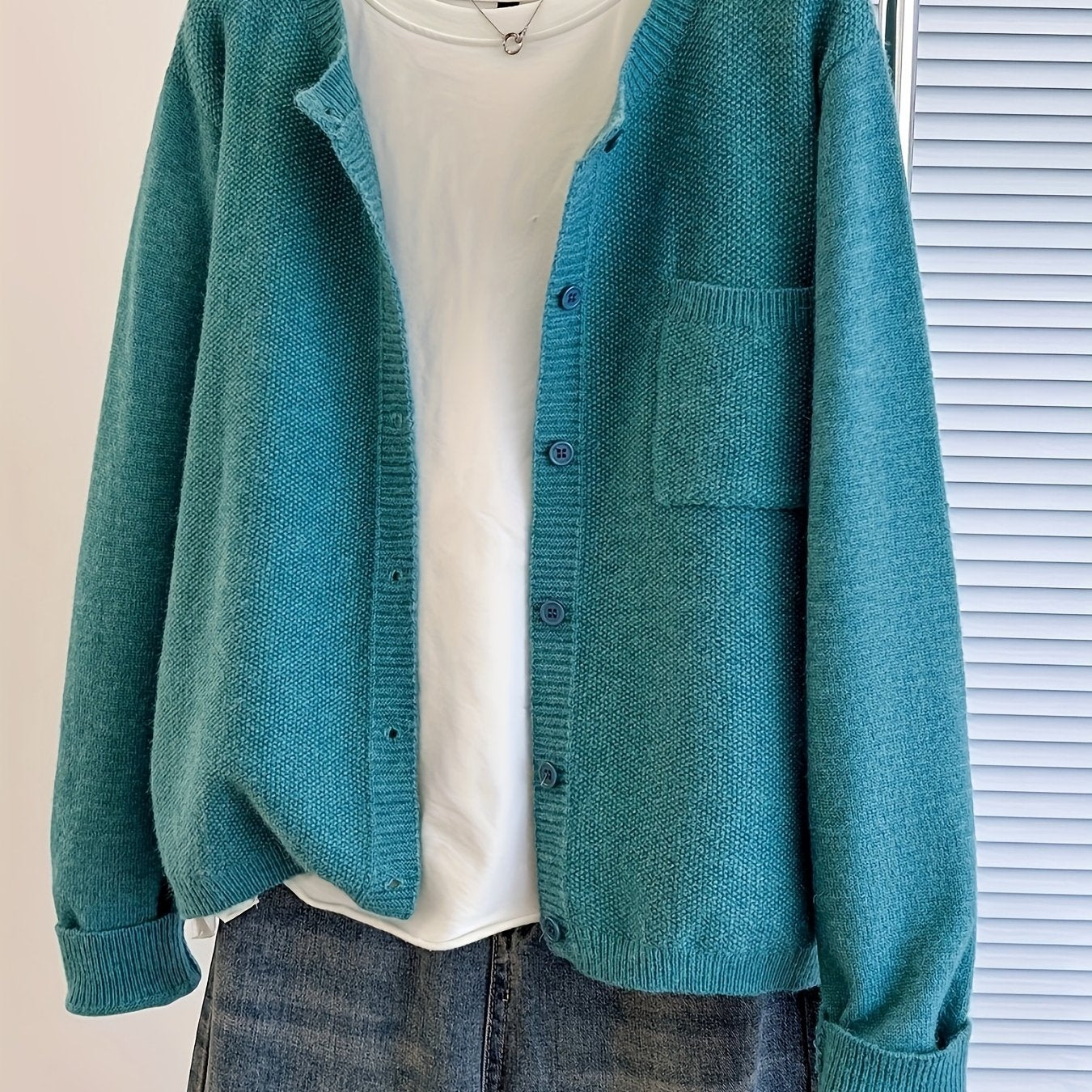 Trendy Zacht Gebreid Dames Vest Met Knopen En Borstzak