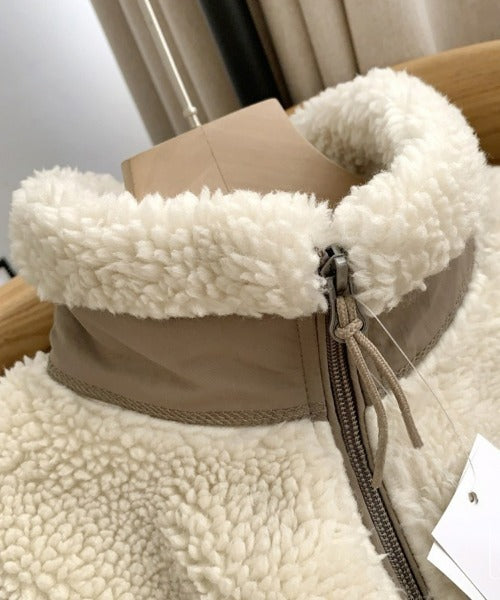 Vrouwen Teddy Jas Met Rits Staande Kraag En Borstzak Winter