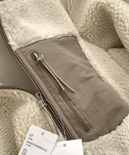 Vrouwen Teddy Jas Met Rits Staande Kraag En Borstzak Winter