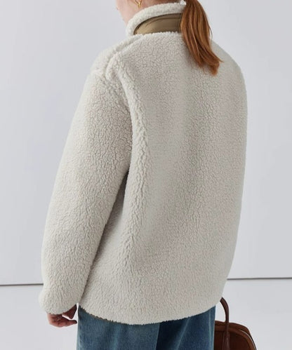 Vrouwen Teddy Jas Met Rits Staande Kraag En Borstzak Winter