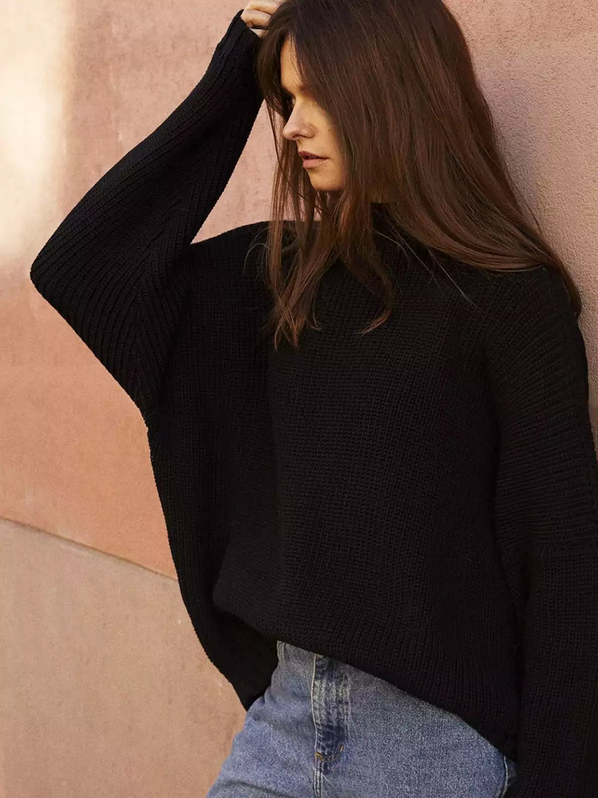 Casual Oversized Gebreide Dames Set met Mini Rok en Sweater