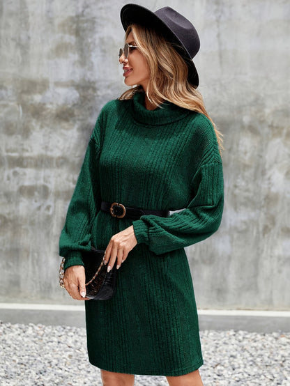 Elegante Warme Dames Mini Sweaterjurk Met Riempje