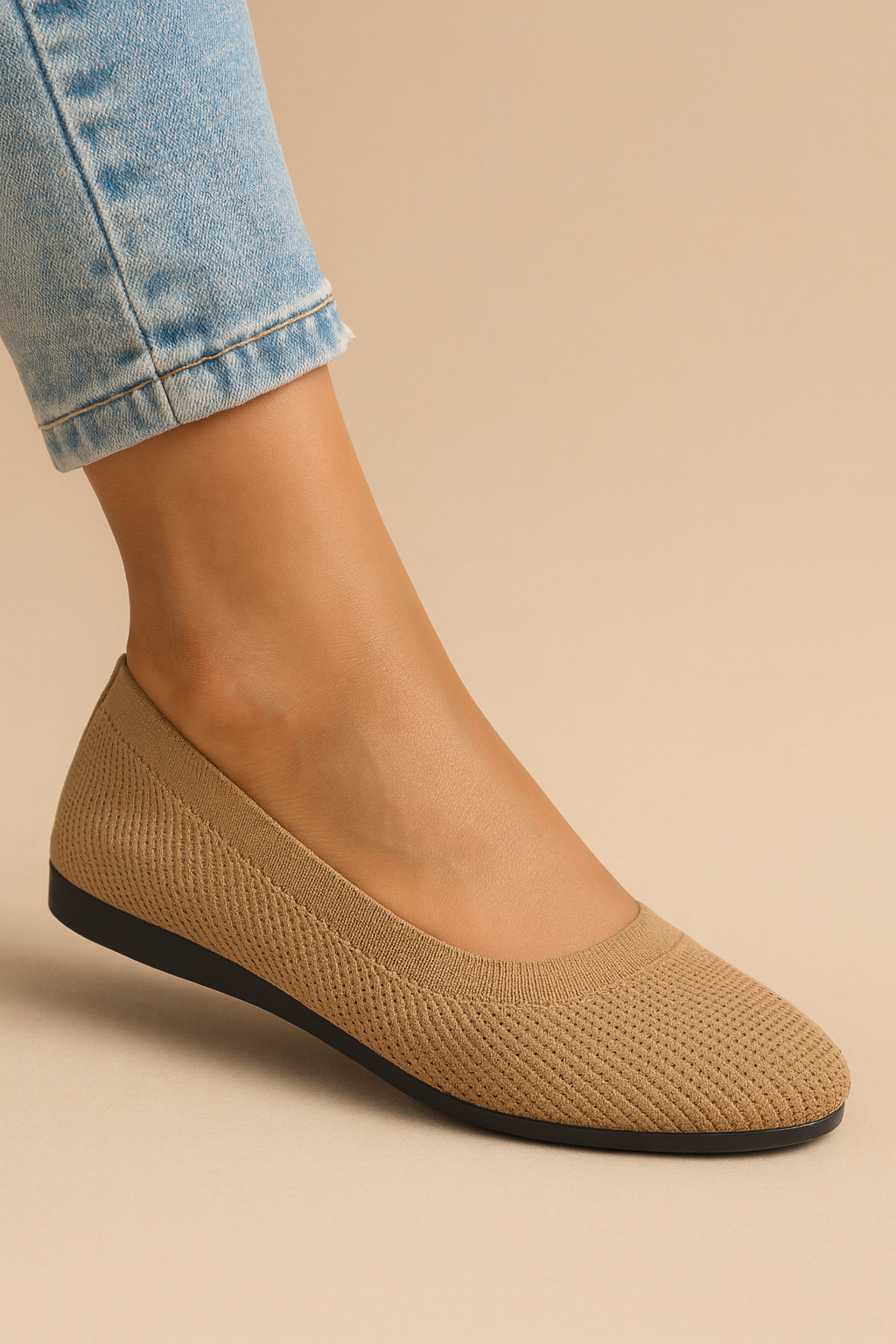 Ademende Gebreide Ballerina's Voor Dames Met Flexibele Pasvorm