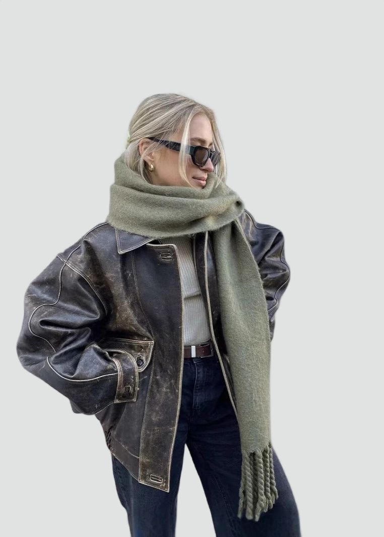 Oversized Dames Bomberjack Met Distressed Afwerking