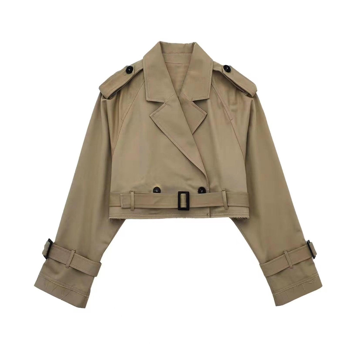 Emory – Cropped Trenchcoat met Tailleband voor Dames