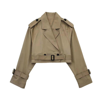 Emory – Cropped Trenchcoat met Tailleband voor Dames