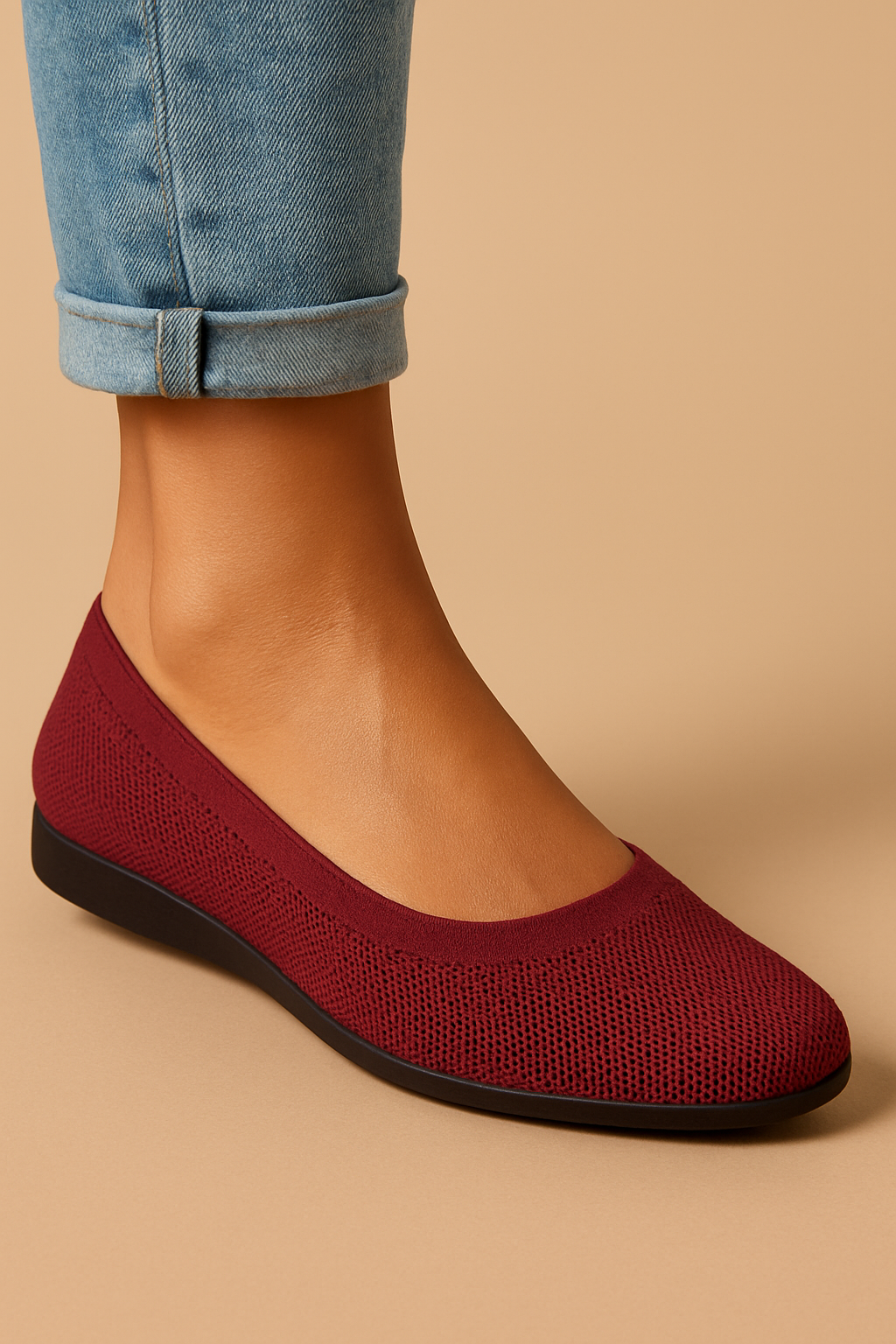 Ademende Gebreide Ballerina's Voor Dames Met Flexibele Pasvorm